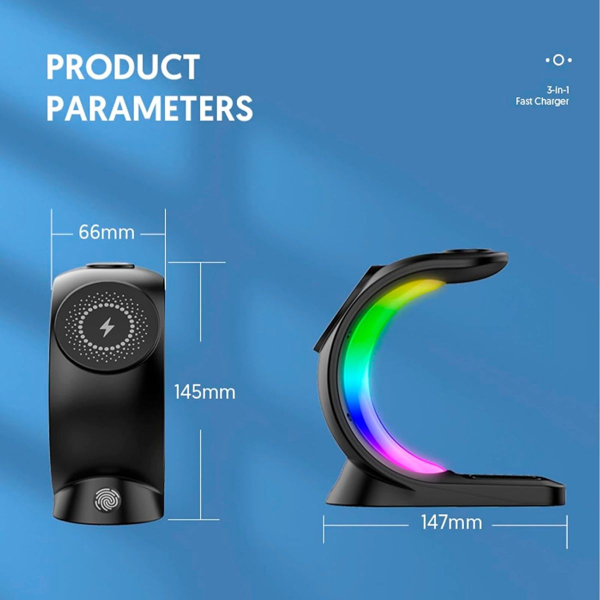 MOTOMO - Estacion Base De Carga Inalambrica Carga Rapida 15W 3en1 T17