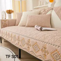 ANGELES DEL HOGAR - MANTA PARA SOFA BORDADO 3 CUERPO 180X70  ROSA SALMON TFS01