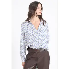 LIOLA - Blusa Satin Estampado Geo, Azul