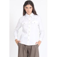 Camisa Entallada Algodón Poplin, Crudo