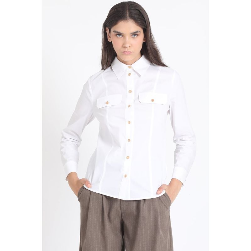 LIOLA - Camisa Entallada Algodón Poplin, Crudo Liola