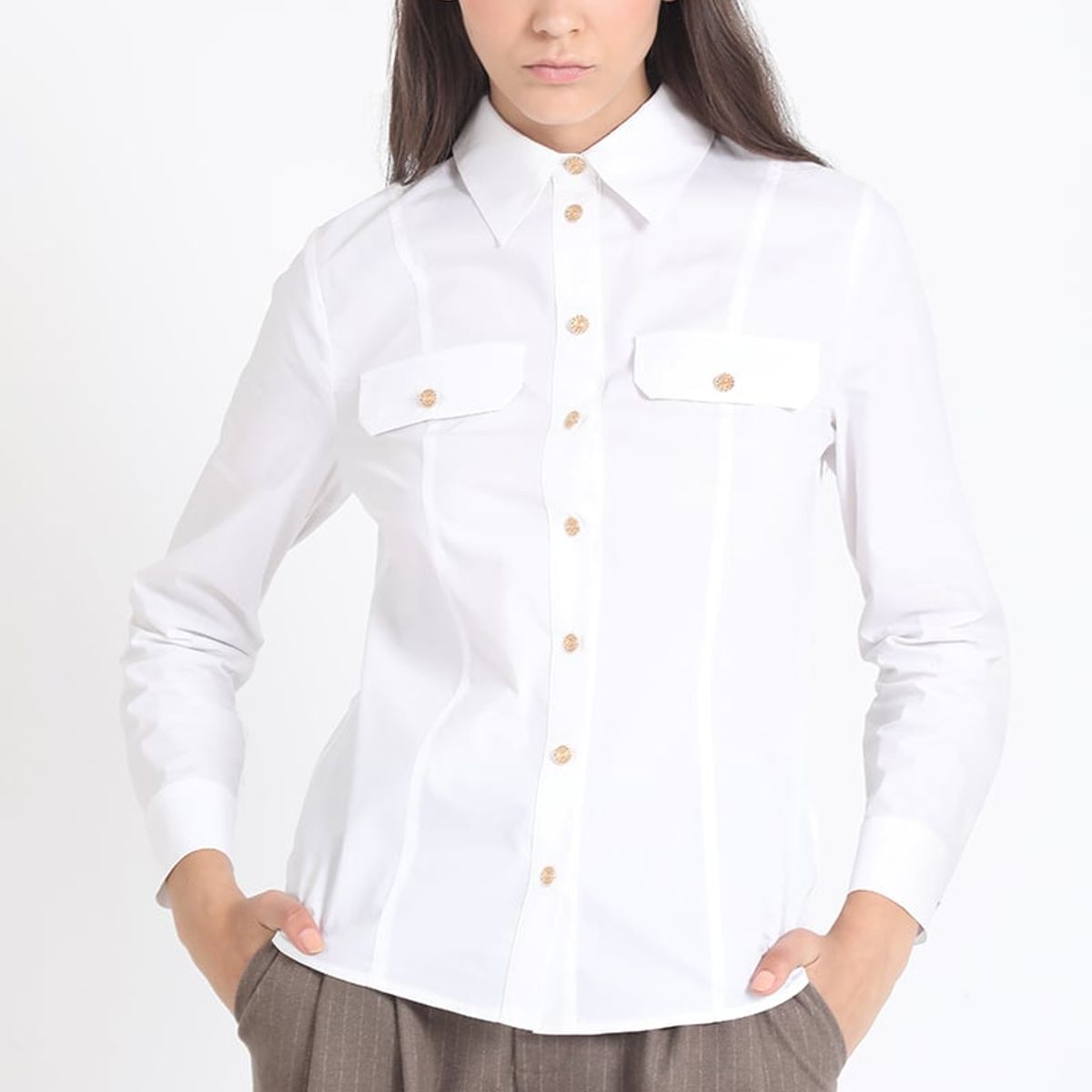 LIOLA - Camisa Entallada Algodón Poplin, Crudo Liola