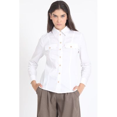 Imagen 1 del producto Camisa Entallada Algodón Poplin, Crudo