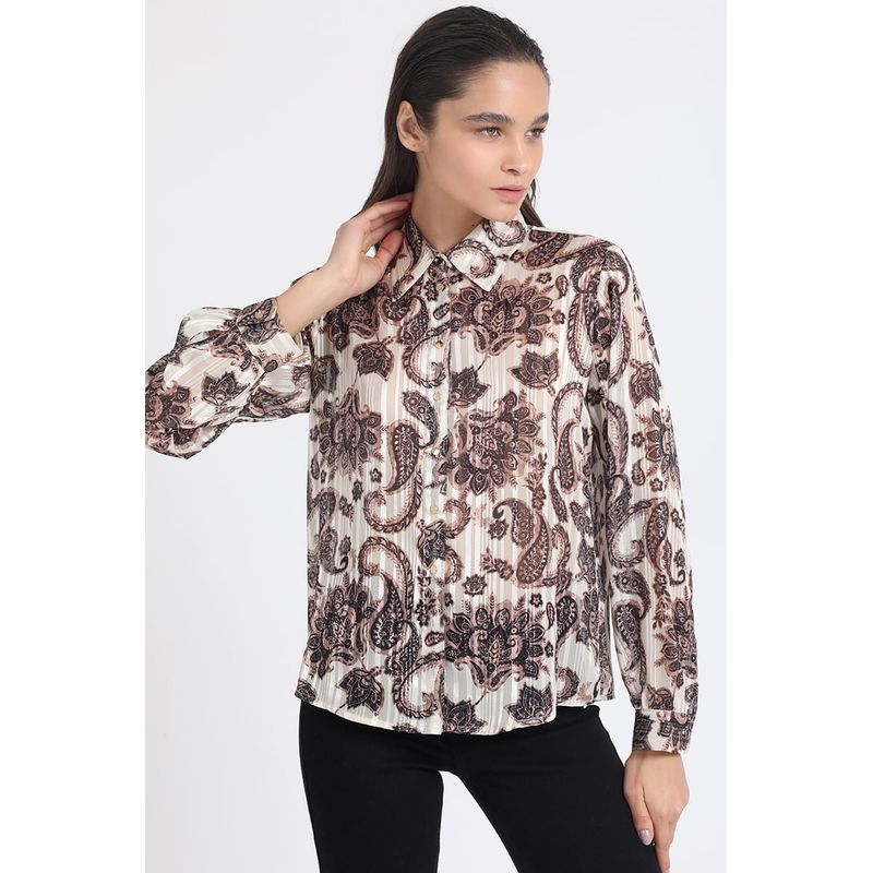 LIOLA - Blusa Fantasia Paisley Con Lurex, Crudo Liola