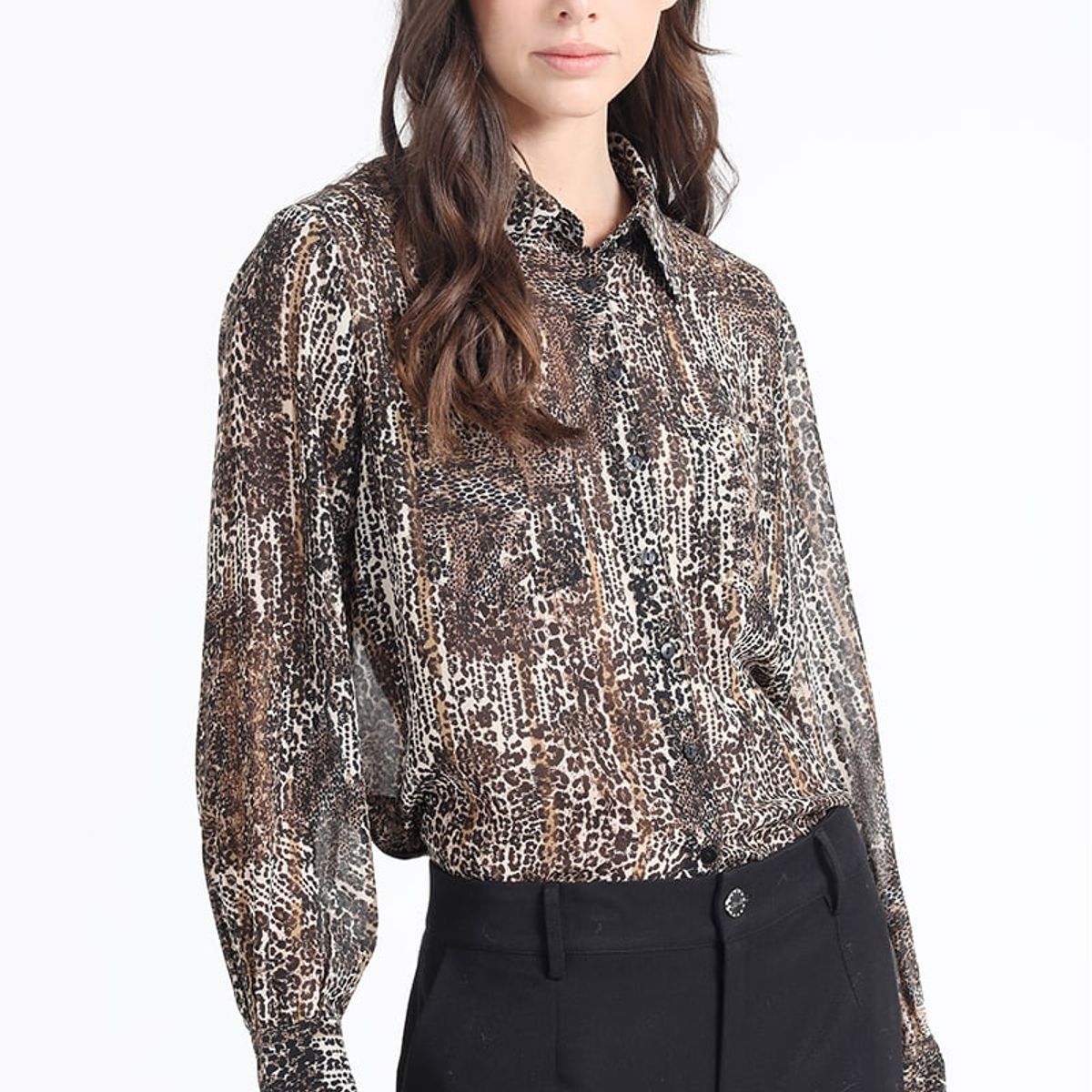 LIOLA - Blusa Estampado Animal Print, Café Liola
