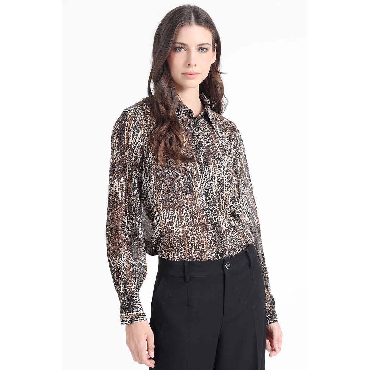 LIOLA - Blusa Estampado Animal Print, Café Liola