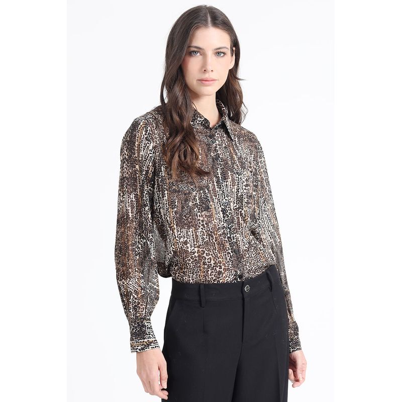 LIOLA - Blusa Estampado Animal Print, Café Liola