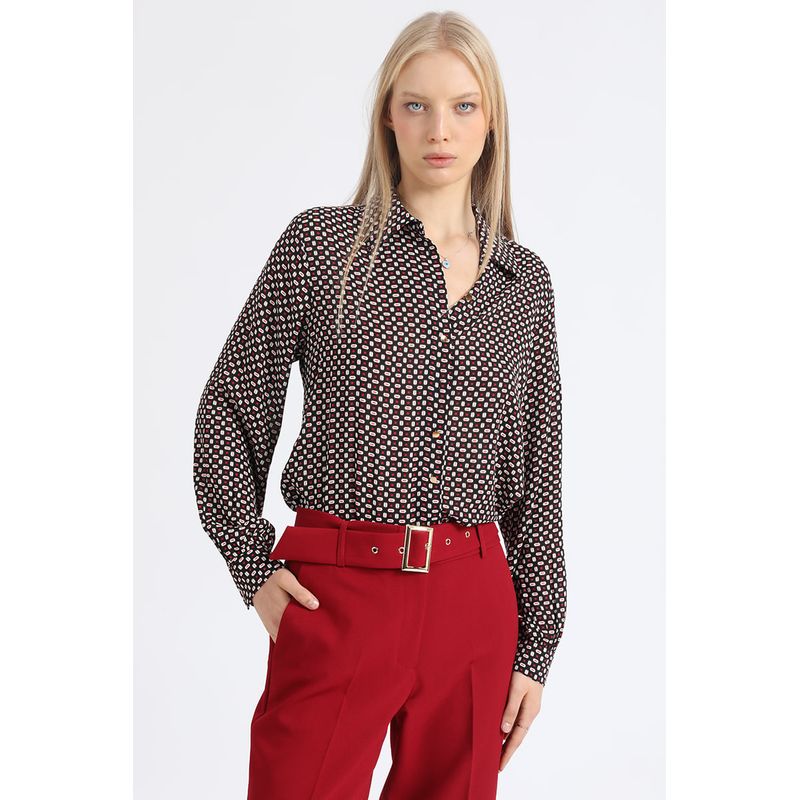 LIOLA - Blusa Estampada Micro Retro, Negro Liola