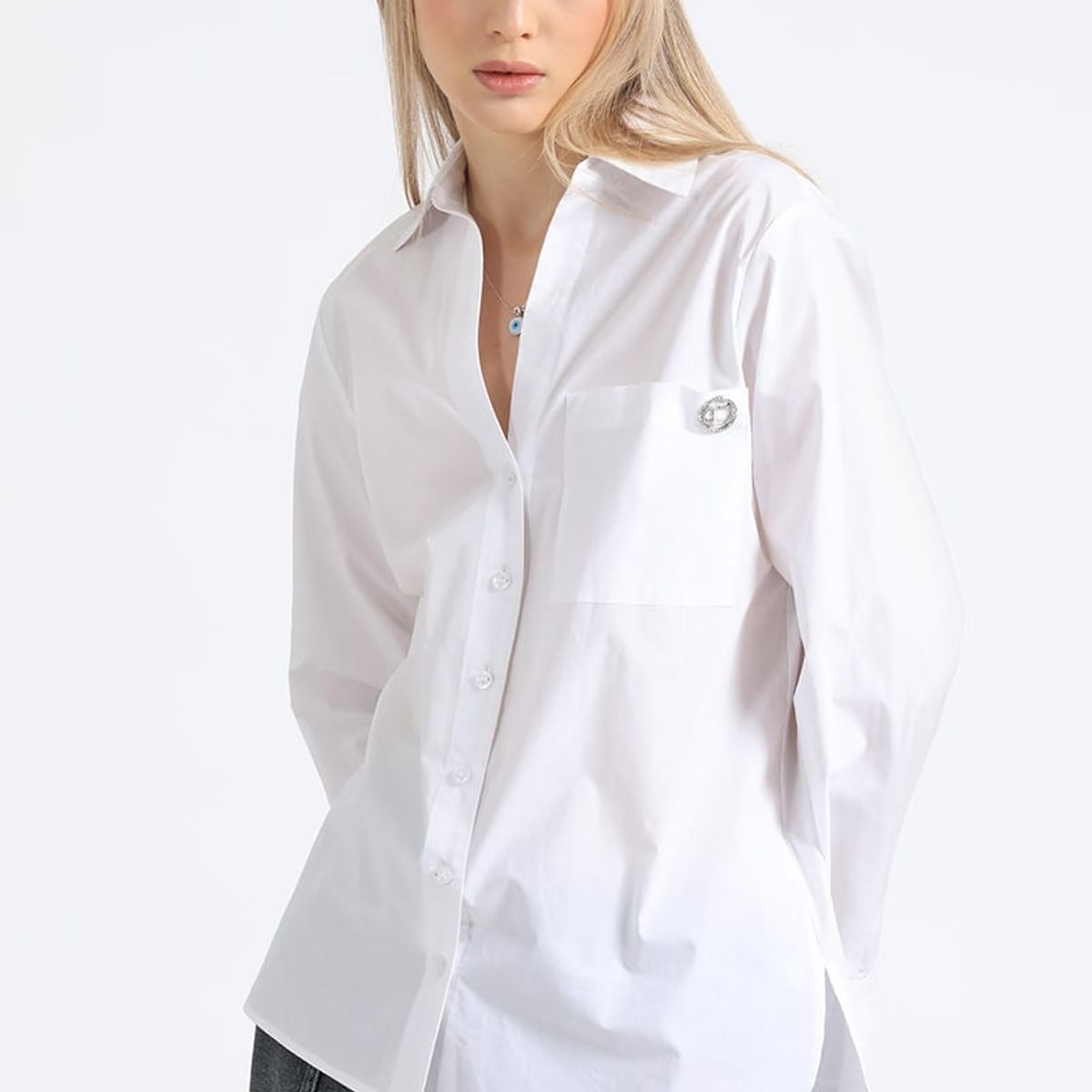 LIOLA - Camisa Recta Algodón Poplin Crudo Liola