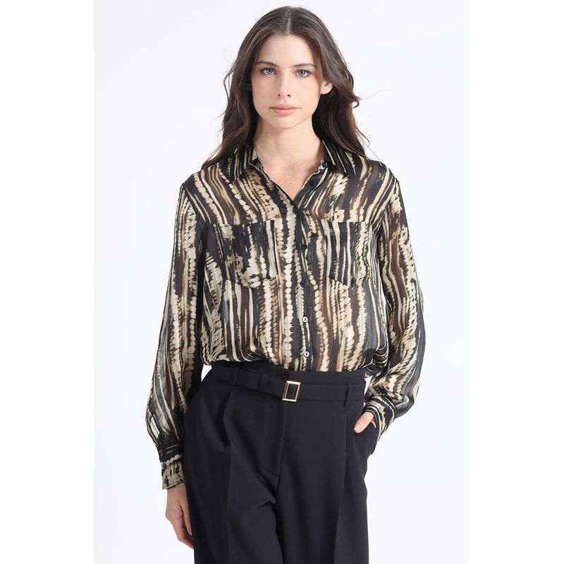 LIOLA - Blusa Estampado Fantasia Con Lurex, Negro Liola