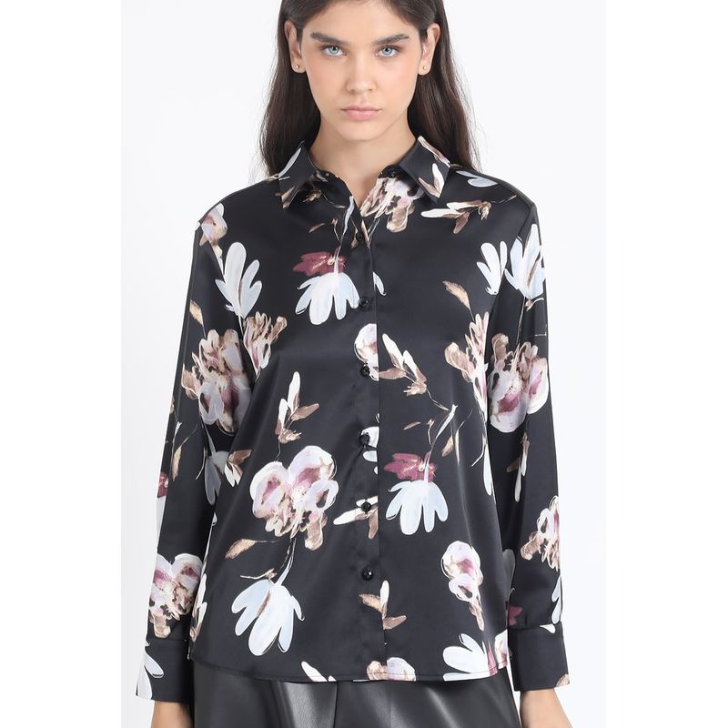 LIOLA - Blusa Satin Estampado, Negro Liola