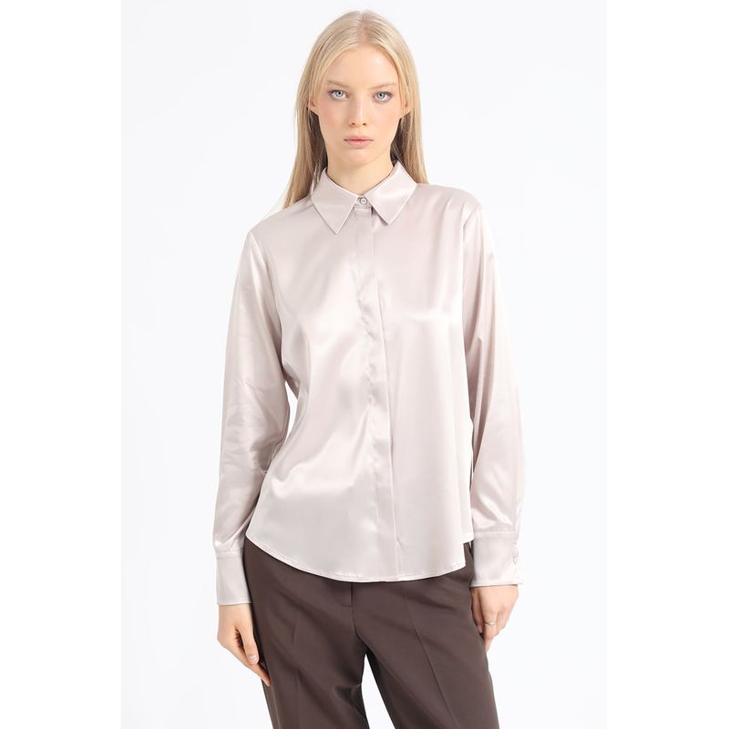 LIOLA - Blusa Basica Satin, Beige Liola