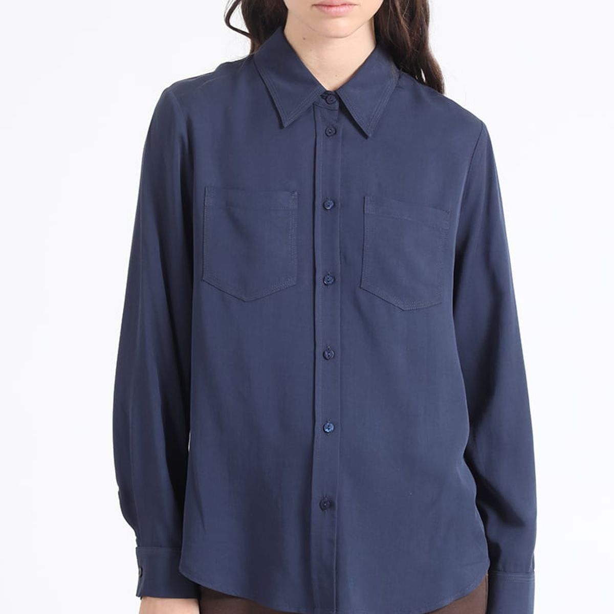 LIOLA - Blusa Larga Basica, Azul Marino Liola