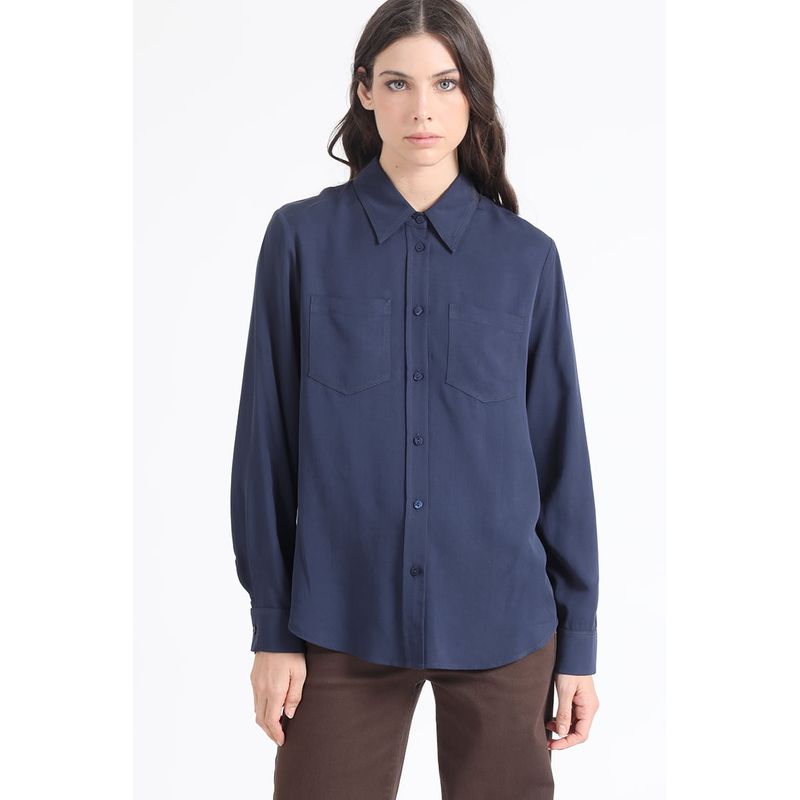 LIOLA - Blusa Larga Basica, Azul Marino Liola