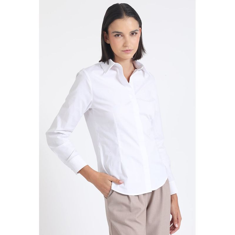 LIOLA - Camisa Basica Algodón Poplin, Boton Joya, Crudo Liola