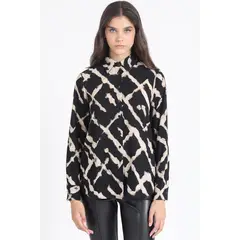 LIOLA - Blusa Estampada Tie Dye, Negro