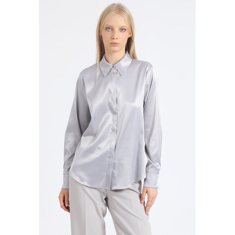 LIOLA - Blusa Basica Satin Gris Liola