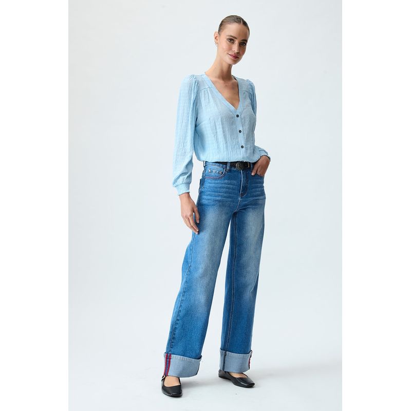 IO - Jeans Wide Azul Marino Mujer Io