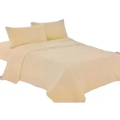 GENERICO - Juego de sábanas polar 2 plazas 4 piezas color beige elasticada