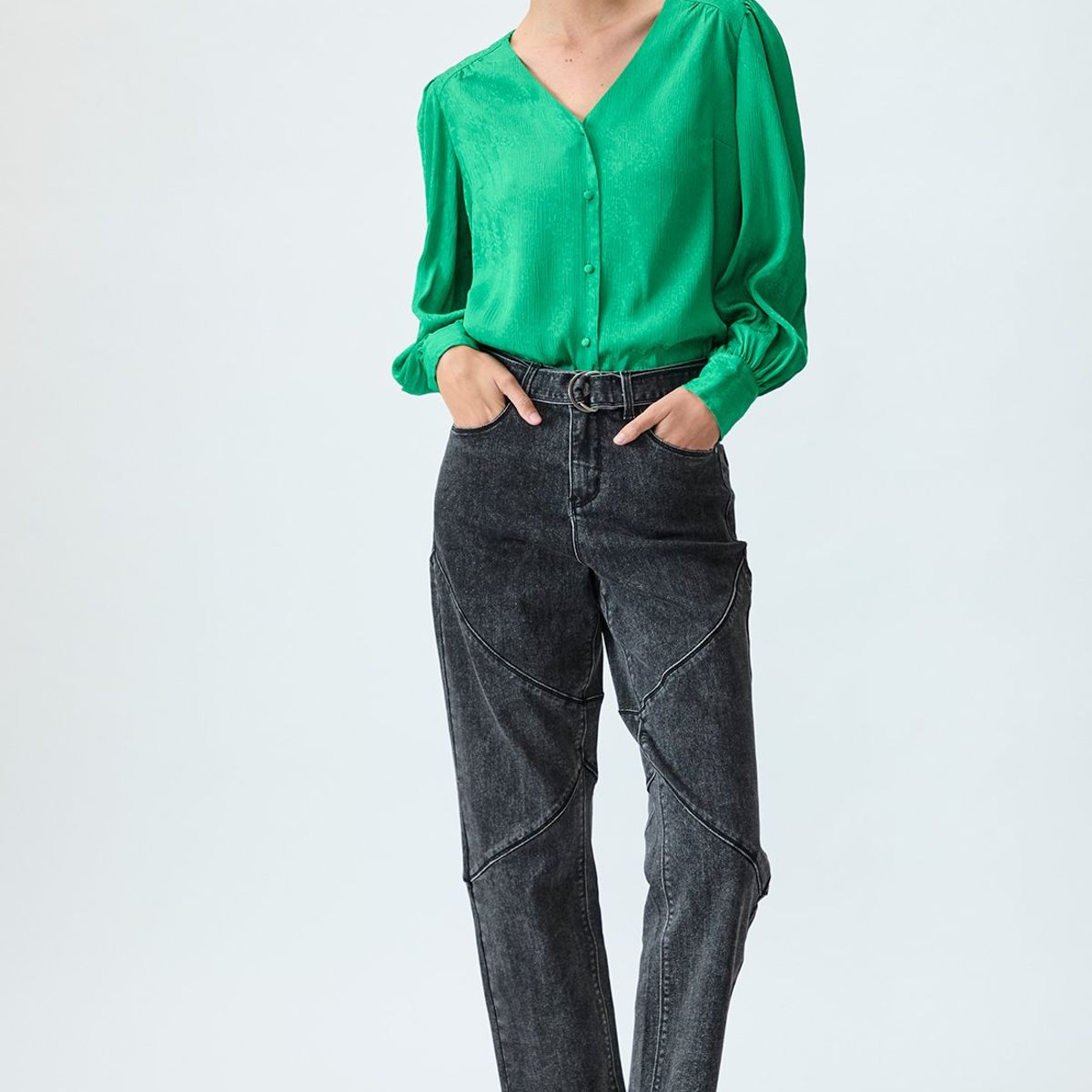 IO - Jeans Straight Negro Mujer Io