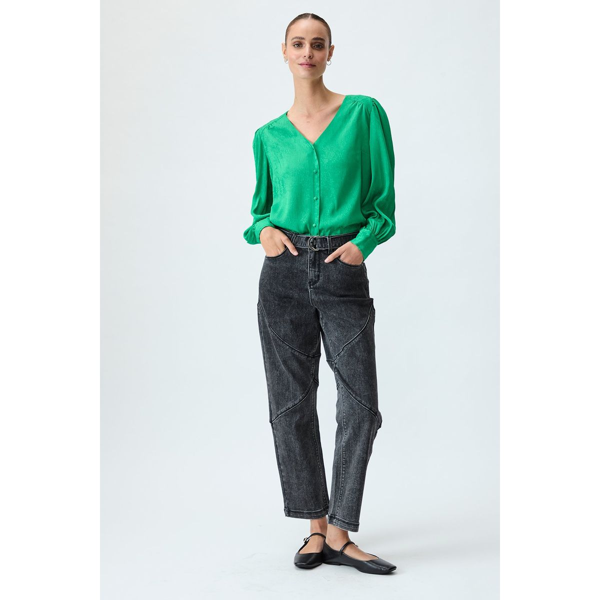 IO - Jeans Straight Negro Mujer Io