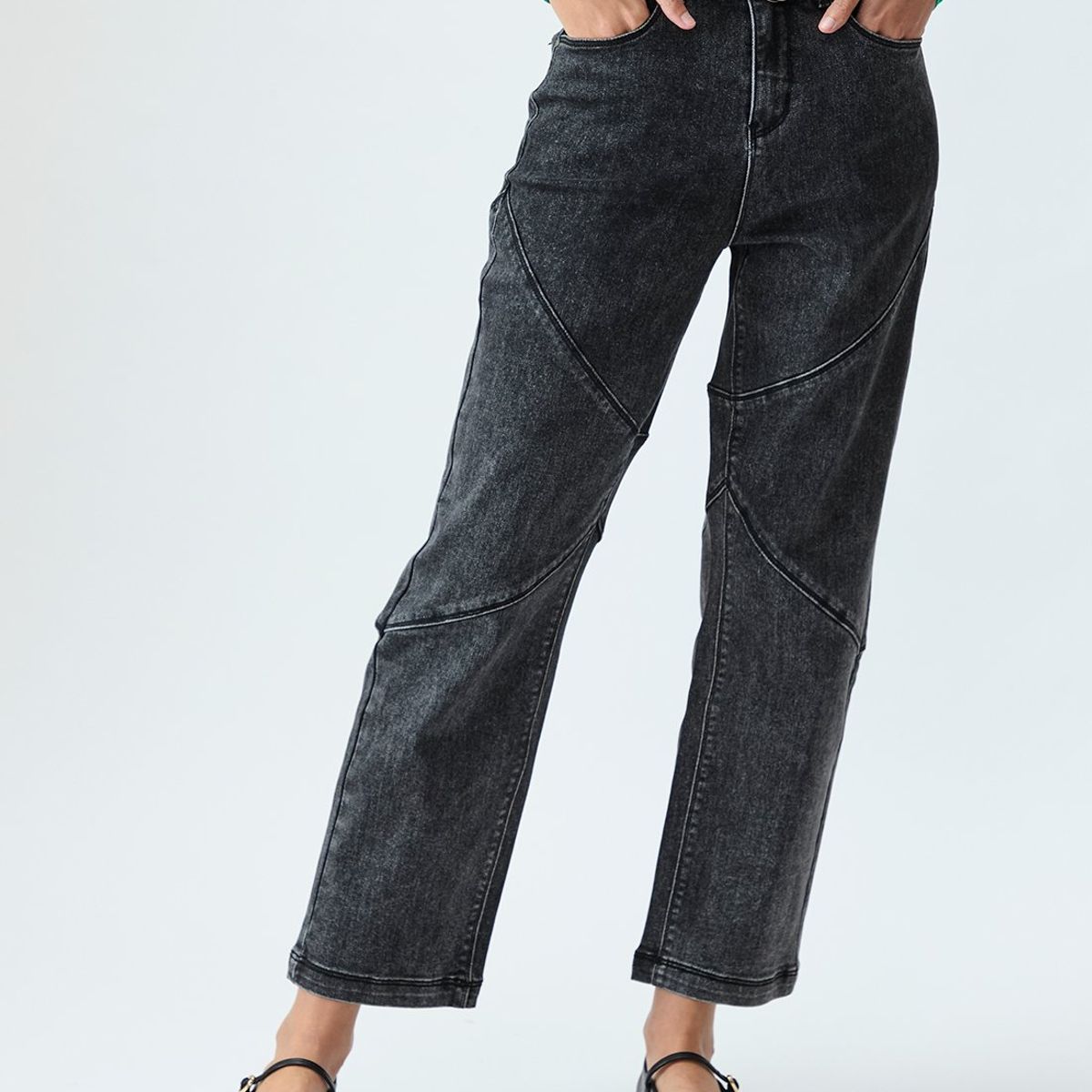 IO - Jeans Straight Negro Mujer Io