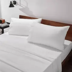 GENERICO - Sábanas 300 hilos 2 plazas + funda almohada color blanco