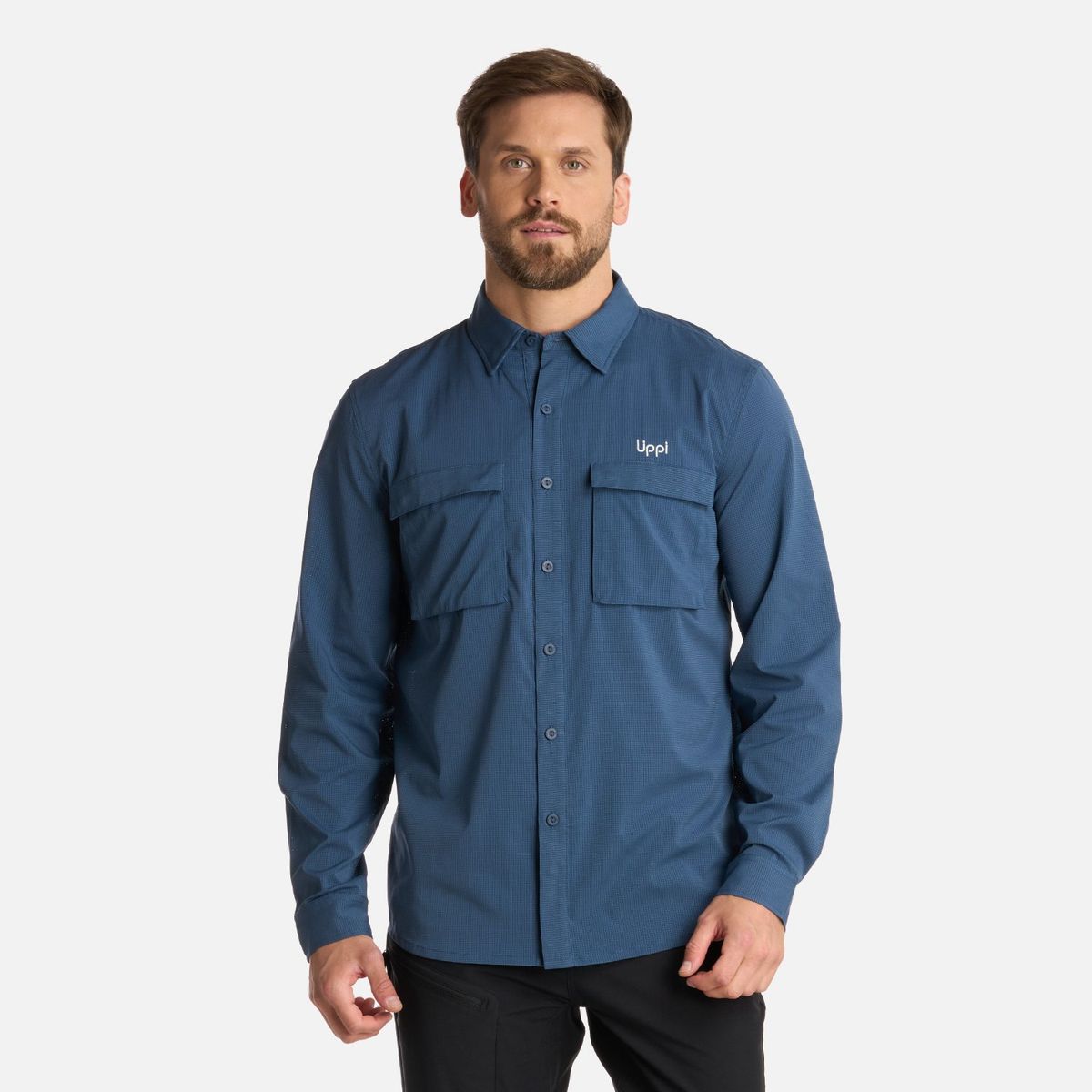 LIPPI - Camisa Hombre Rosselot Long Sleeve Q-Dry Shirt Azul Marino Lippi