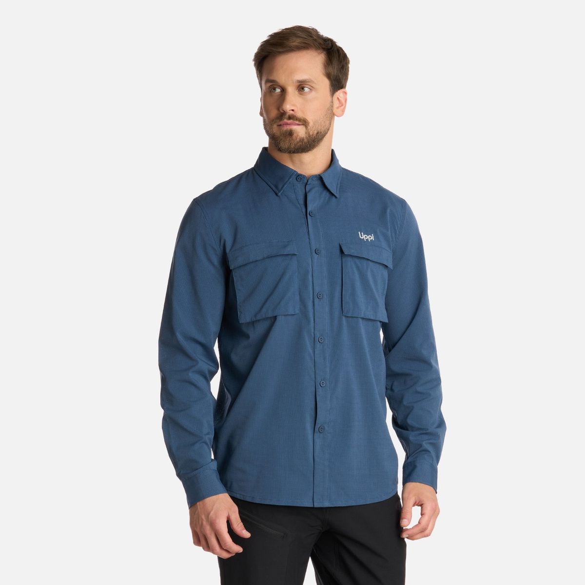 LIPPI - Camisa Hombre Rosselot Long Sleeve Q-Dry Shirt Azul Marino Lippi