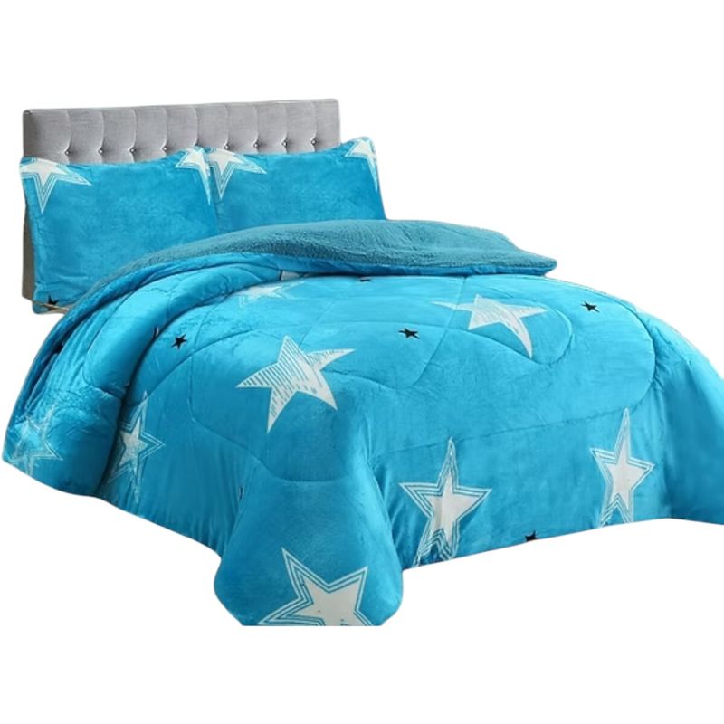 GENERICO - Plumon Plush Liso Con Chiporro 1.5 Plaza + 1 Funda De Almohada
