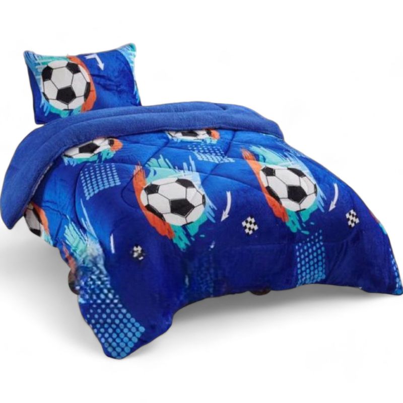 GENERICO - Plumon Plush Liso Con Chiporro 1.5 Plaza + 1 Funda De Almohada