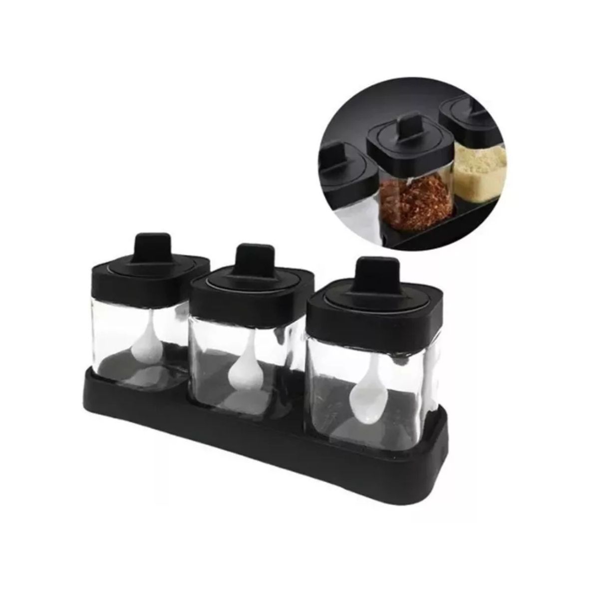 GENERICO - Set 3 Especieros Condimenteros De Vidrio para cocina spice jar