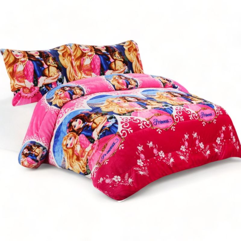 GENERICO - Plumon Plush Liso Con Chiporro 1.5 Plaza + 1 Funda De Almohada