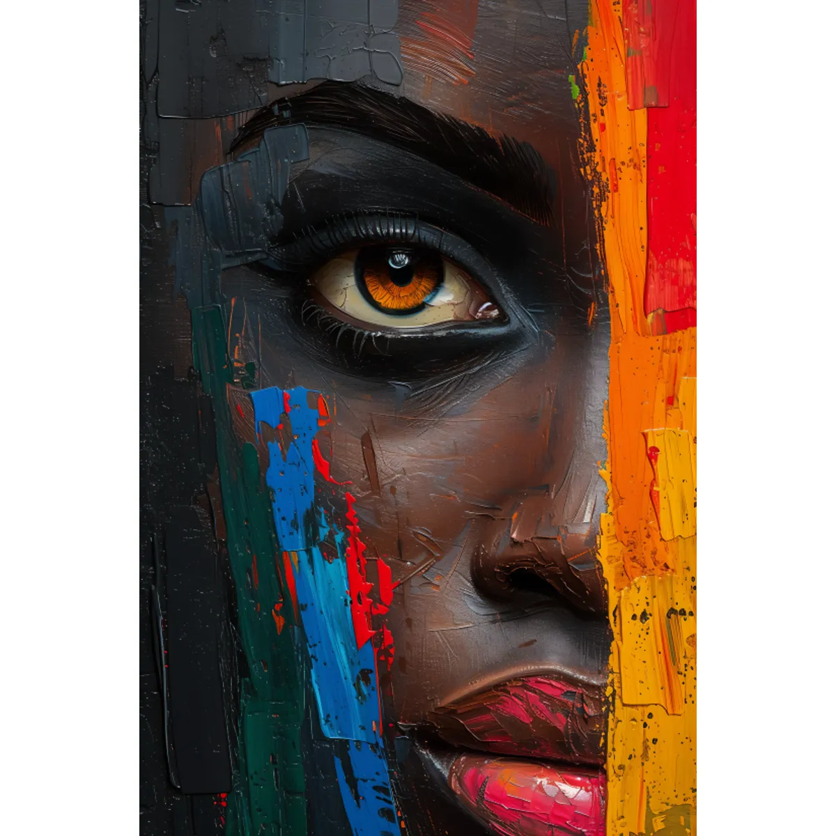 LOS REGALONES - Cuadro Canvas Imagen Mirada Afro en lienzo 85x55 cm