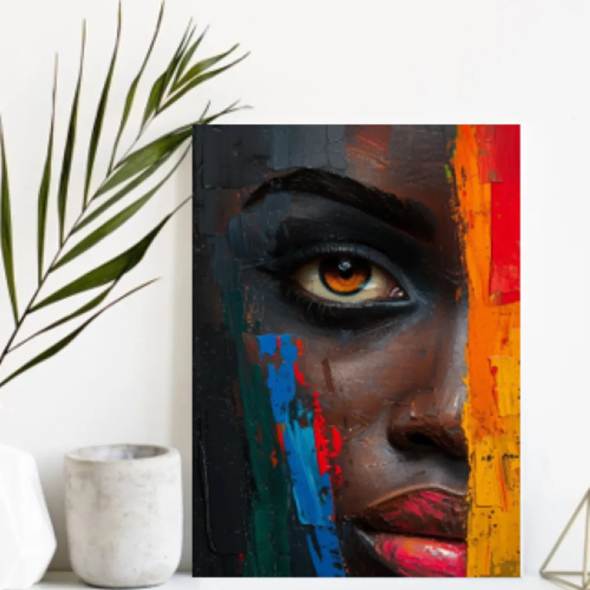 LOS REGALONES - Cuadro Canvas Imagen Mirada Afro en lienzo 85x55 cm