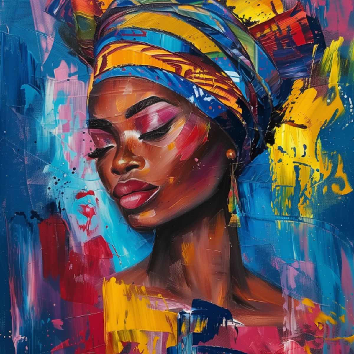 LOS REGALONES - Cuadro Canvas Imagen Chica Afro en lienzo 85x55 cm