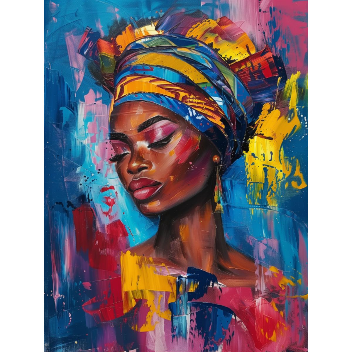 LOS REGALONES - Cuadro Canvas Imagen Chica Afro en lienzo 85x55 cm