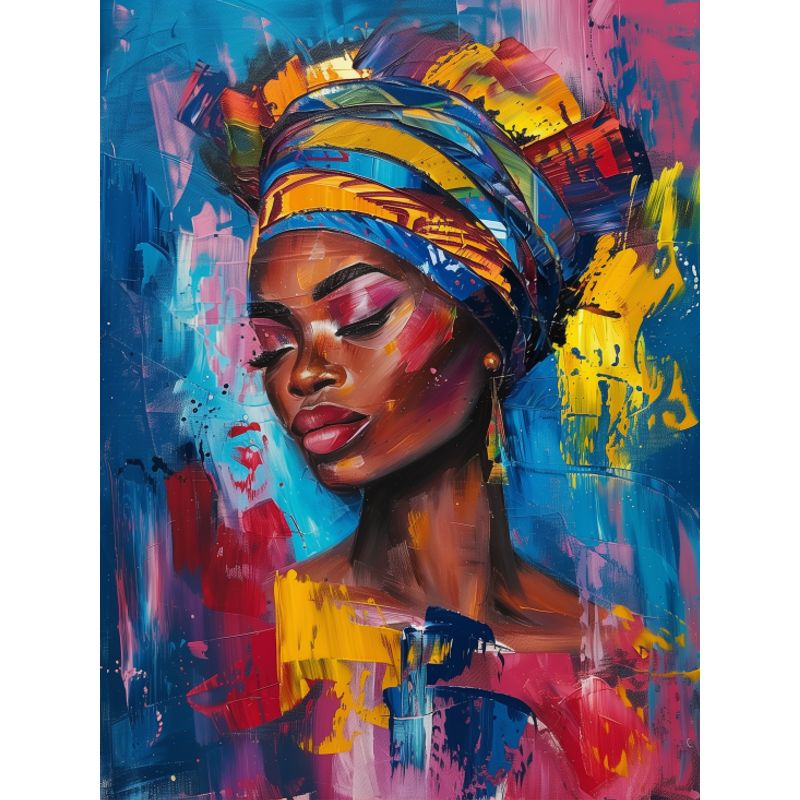 LOS REGALONES - Cuadro Canvas Imagen Chica Afro en lienzo 85x55 cm