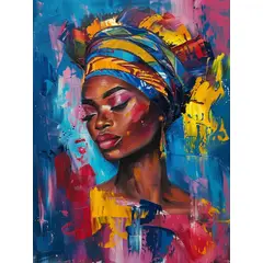 LOS REGALONES - Cuadro Canvas Imagen Chica Afro en lienzo 85x55 cm