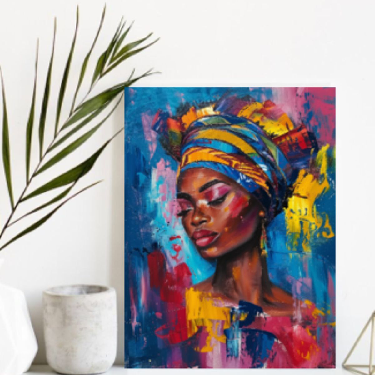 LOS REGALONES - Cuadro Canvas Imagen Chica Afro en lienzo 85x55 cm
