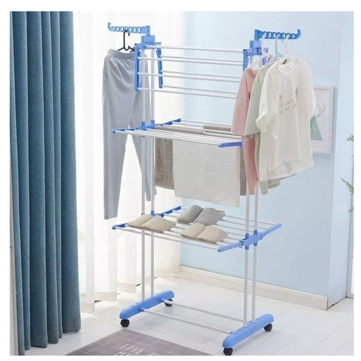 GENERICO - Colgador Tendedero de ropa vertical 3 Niveles DW1055