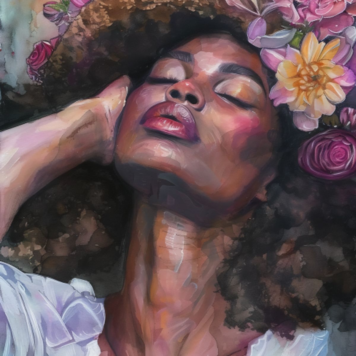 LOS REGALONES - Cuadro Canvas Imagen Afro Floreado en lienzo 85x55 cm