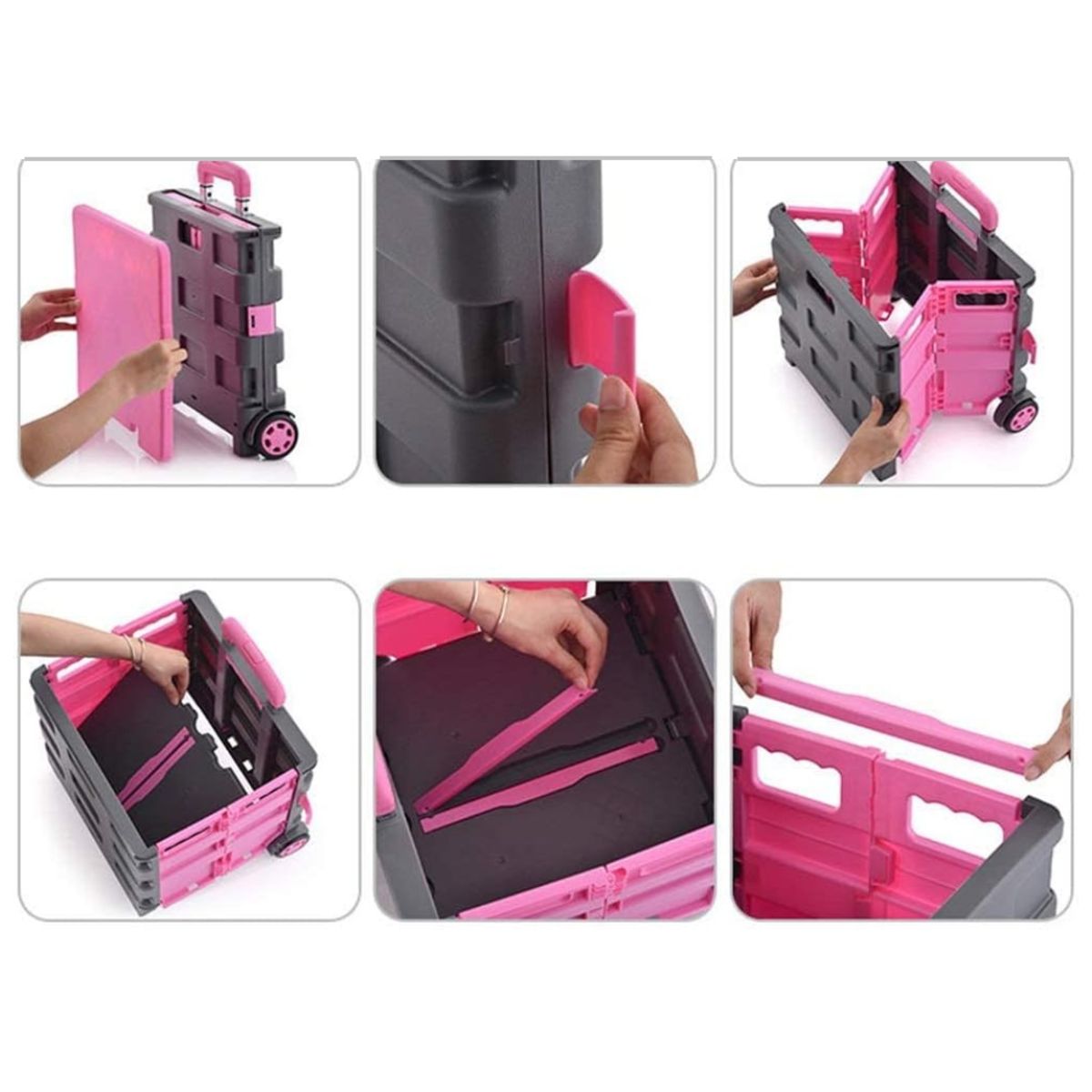 GENERICO - Carrito Plegable de Mercado Rosa