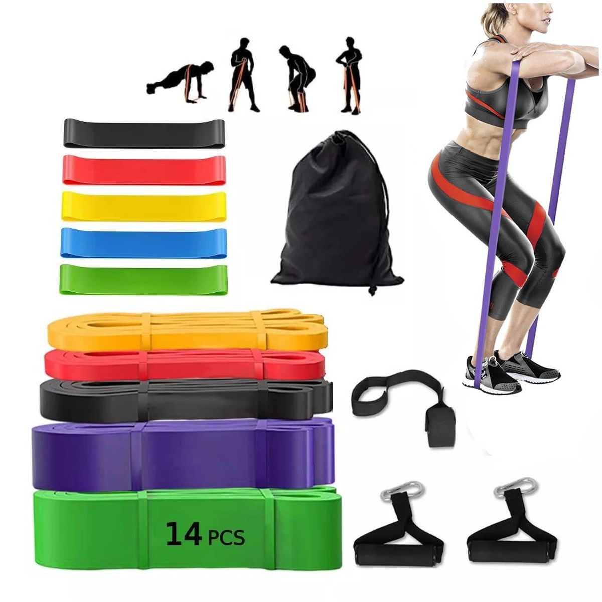 KUANGYE - Kit 14 Bandas De Resistencia Bandas Elásticas Ejercicio