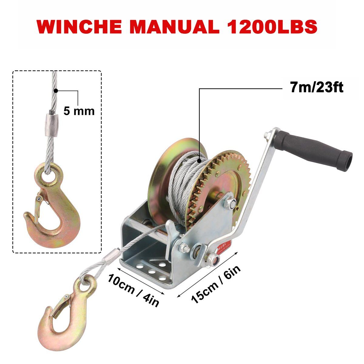 Winche Malacate Manual 1200 Libras 550 Kilos, marca BITART - Foto 2