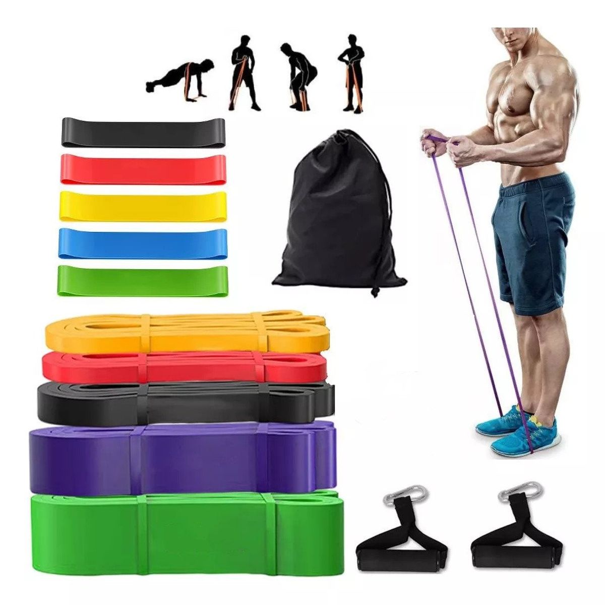 KUANGYE - Set Power Band Bandas Elasticas Resistencia Fitnics Gym