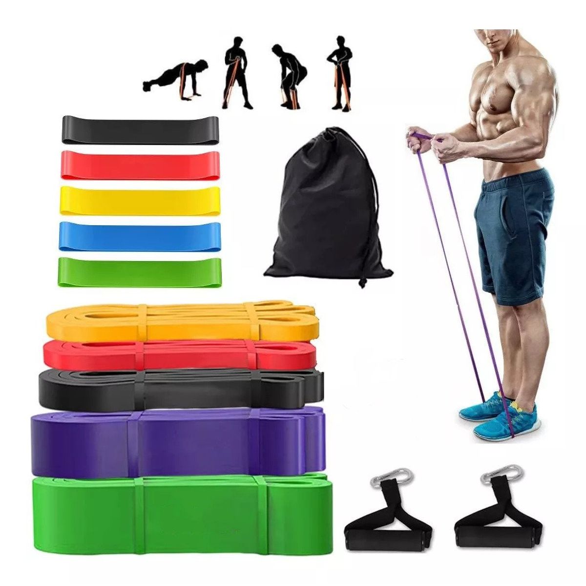 KUANGYE - Set Power Band Bandas Elasticas Resistencia Fitnics Gym