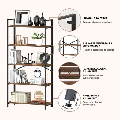 Imagen 2 del producto Estante de 5 Repisas Multiuso 152x72x33cms Marrón