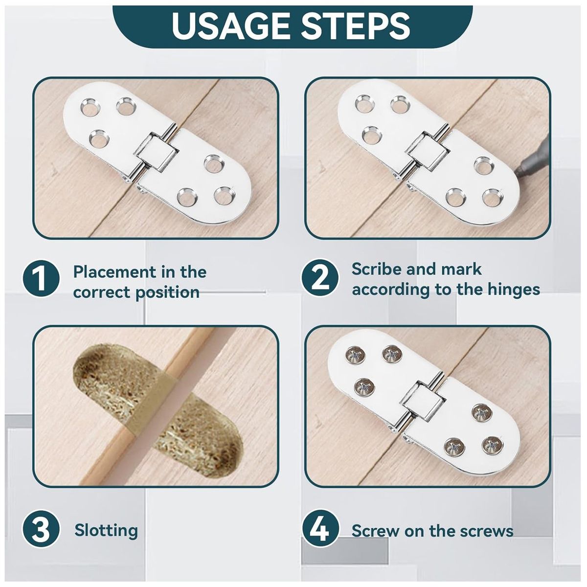 KUANGYE - Pack 4 Bisagra Para Puerta Mueble Armario Plegable180°