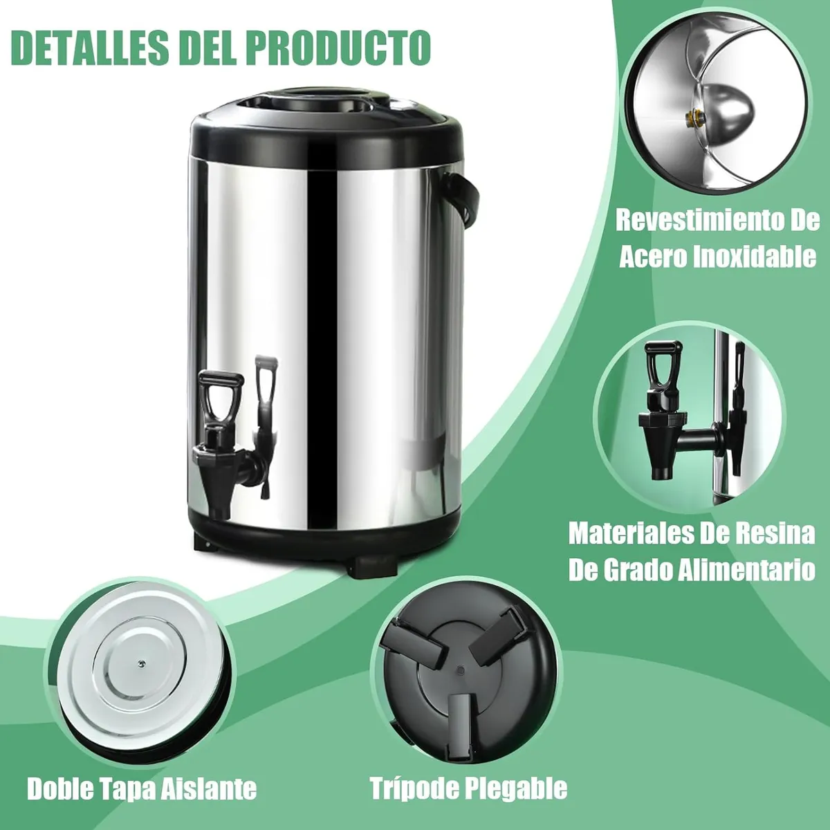 KUANGYE - Termo 10 Litros Acero Inoxidable